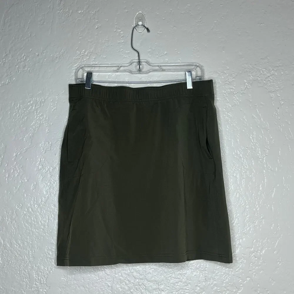 Eddie Bauer Women's Green Pull On Drawstring Green‎ Skirt w/ Pockets Size Medium